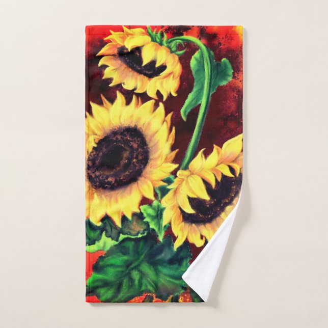 Three Sunflowers Bath Towels (Hand Towel)