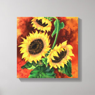 Three Sunflowers Canvas Print