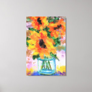 Three Sunflowers Canvas Print - Art Painting