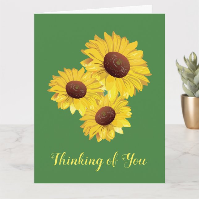 Three Sunflowers Design Blank Greeting Card (Small Plant)