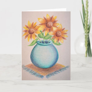 Three Sunflowers greeting card