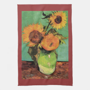Three Sunflowers in a Vase by Van Gogh Kitchen Towel