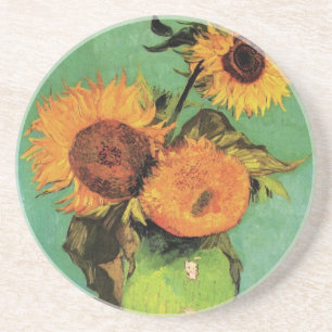 Three Sunflowers in a Vase by Vincent van Gogh Coaster