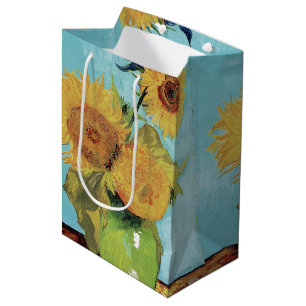 Three Sunflowers in a Vase by Vincent van Gogh Medium Gift Bag
