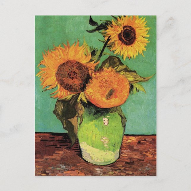 Three Sunflowers in a Vase by Vincent van Gogh Postcard (Front)