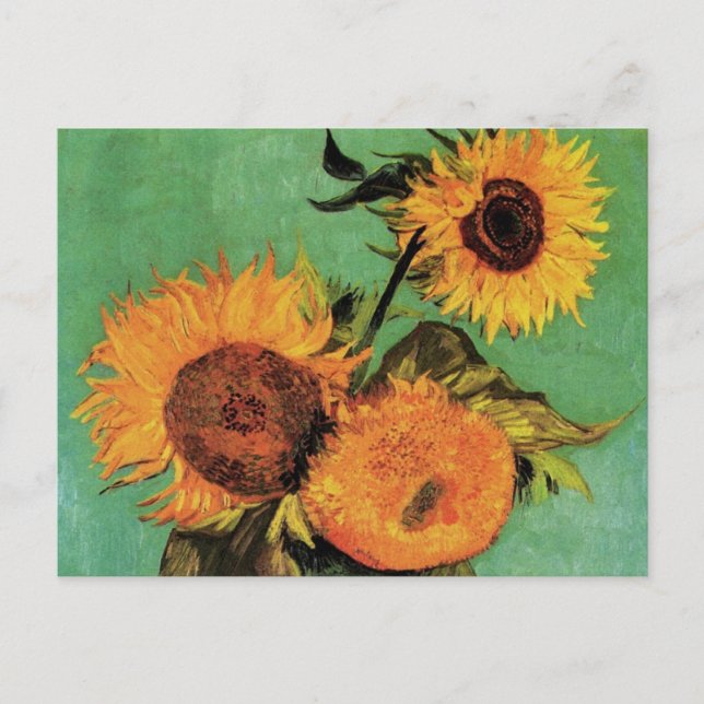 Three Sunflowers in a Vase by Vincent van Gogh Postcard (Front)