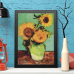 Three Sunflowers in a Vase by Vincent van Gogh Poster<br><div class="desc">Three Sunflowers in a Vase by Vincent van Gogh is a vintage fine art post impressionism still life floral painting. A bouquet with three beautiful blooming sunflowers in a vase. Fresh cut summer flowers from the garden. About the artist: Vincent Willem van Gogh (1853 -1890) was one of the most...</div>