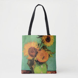 Three Sunflowers in a Vase by Vincent van Gogh Tote Bag