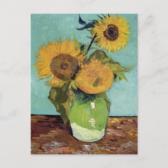 Three Sunflowers in a Vase(F453) Van Gogh Fine Art Postcard (Front)