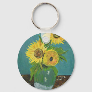 Three Sunflowers in a Vase, van Gogh Keychain