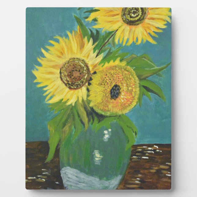 Three Sunflowers in a Vase, van Gogh Plaque (Front)