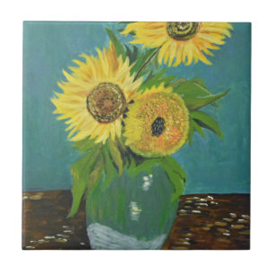 Three Sunflowers in a Vase, van Gogh Tile