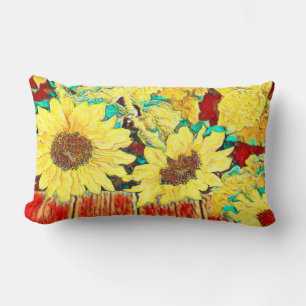 Three Sunflowers Lumbar Pillow