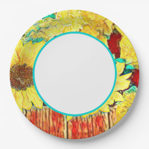 Three Sunflowers Paper Plate