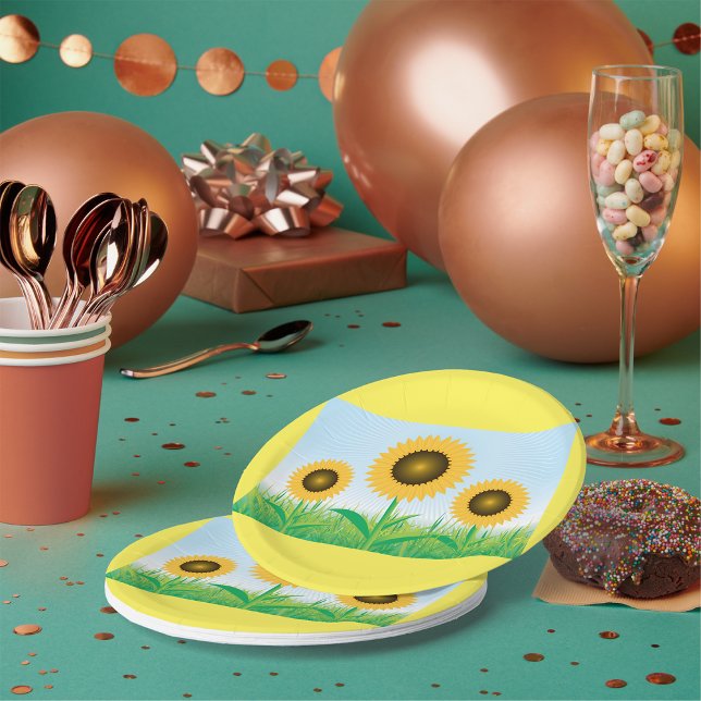 Three Sunflowers Paper Plate (Creator Uploaded)