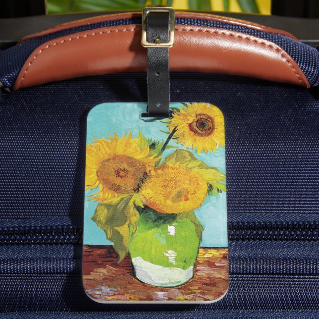 Three Sunflowers | Vincent van Gogh Luggage Tag (Front Insitu 2)