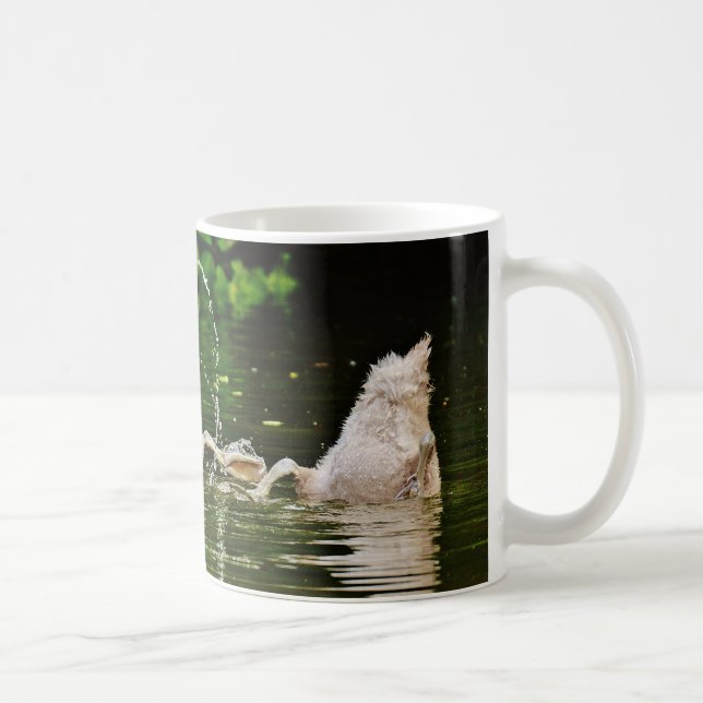 Three Swans Bottom-Up on a Lake Coffee Mug (Right)