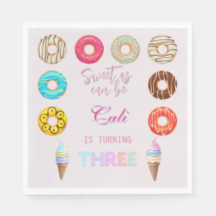 THREE Sweet As Can Be Girl 3rd Birthday  Napkin