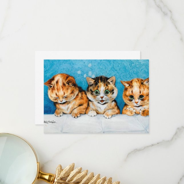 Three Sweet Little Kittens, Din-din Please! Thank You Card (Front/Back In Situ)