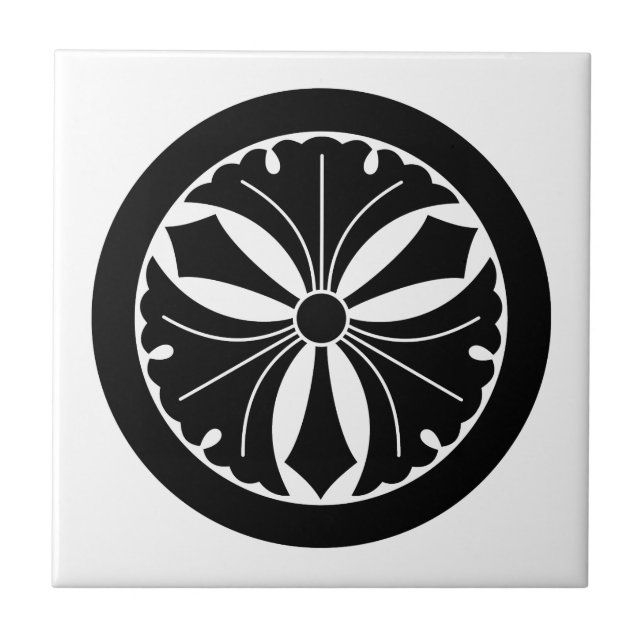 Three Swords Ginkgo in Circle Tile (Front)