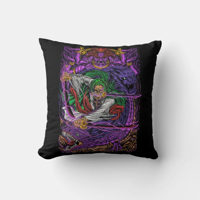 Three Swords Man Zoro One Piece Throw Pillow (Front)