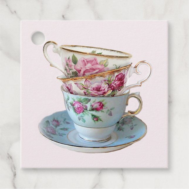 Three Tea Cups Favour Tags (Front)