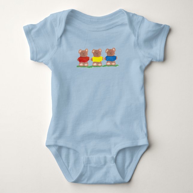 Three Teddy Bears in T-shirts (Front)