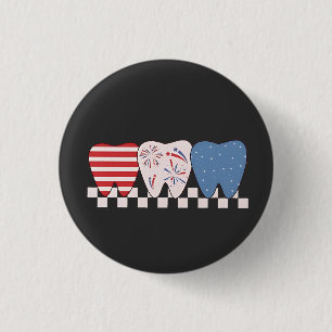 Three Teeth Graphic Design 4th of July 1 Inch Round Button