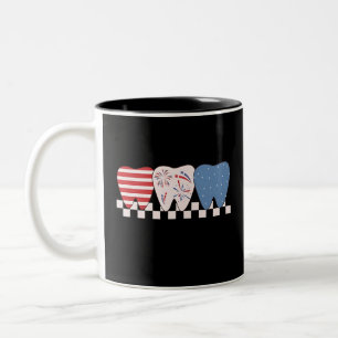 Three Teeth Graphic Design 4th of July Two-Tone Coffee Mug
