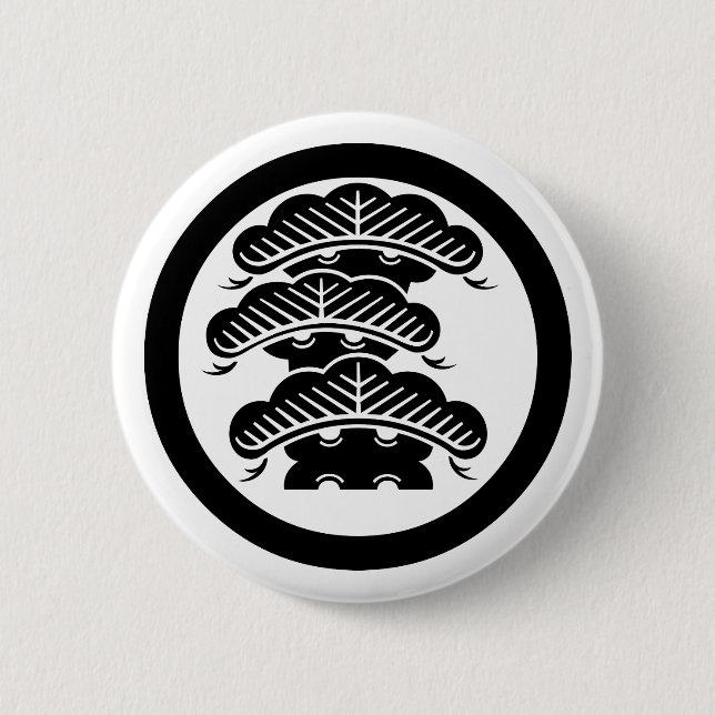 Three-tiered pine with arashi L in circle 2 Inch Round Button (Front)