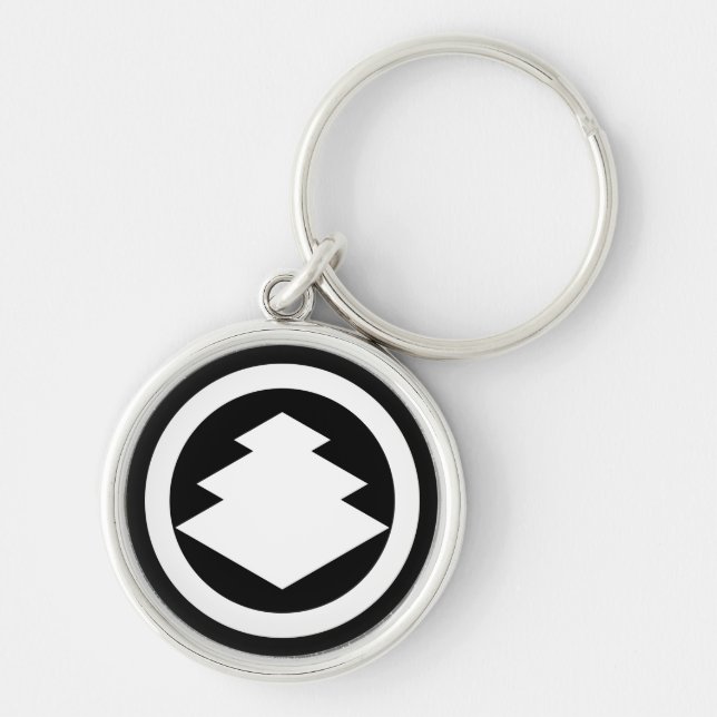 Three-tiered rhombuses in circle keychain (Front)