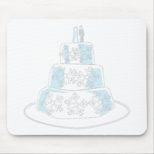 Three Tiered Wedding Cake with Snowflake Trim Mouse Pad
