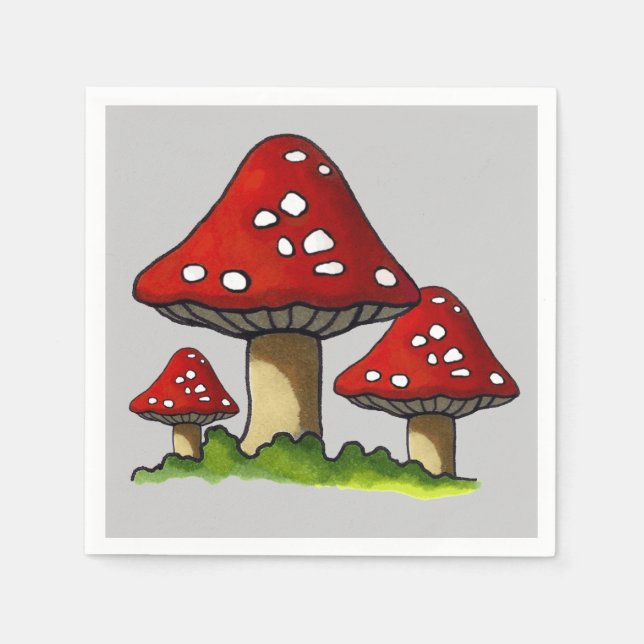 Three Toadstools, Original Illustration Napkin (Front)
