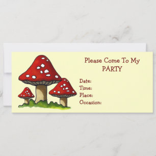 Three Toadstools Party Invitation: Original Art Invitation