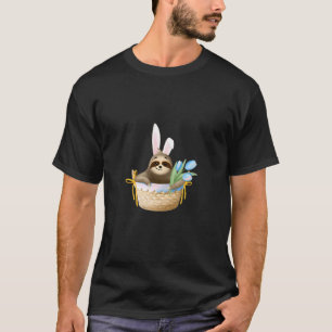 Three Toed Sloth Wearing Bunny Ears Resting In A B T-Shirt