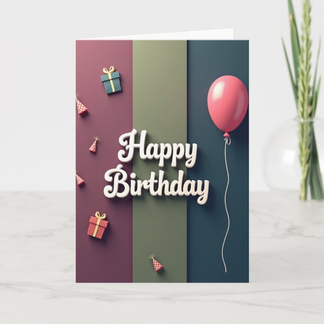 Three Tone Happy Birthday Card (Front)