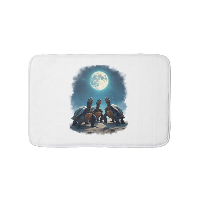 Three Tortoises Howl at Moon Wildlife Mountain Tur Bath Mat (Front)