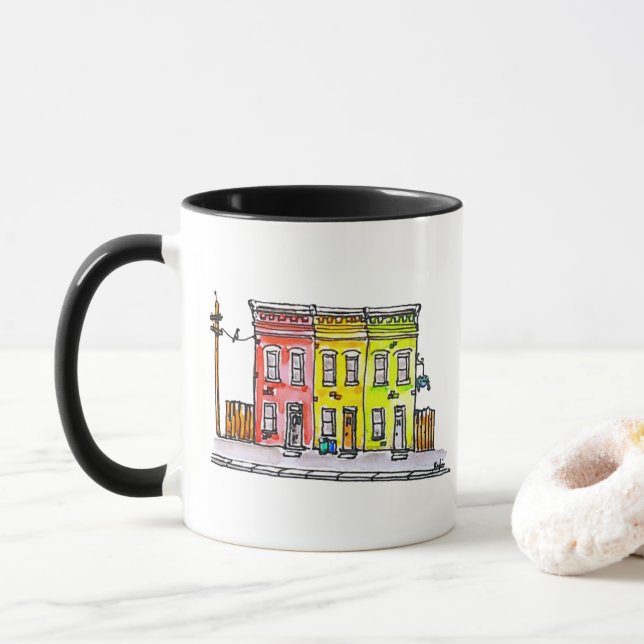 Three Townhouses Mug (With Donut)