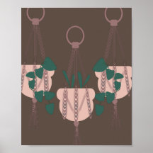 Three Trailing Plants Hanging Green Brown Wall Art