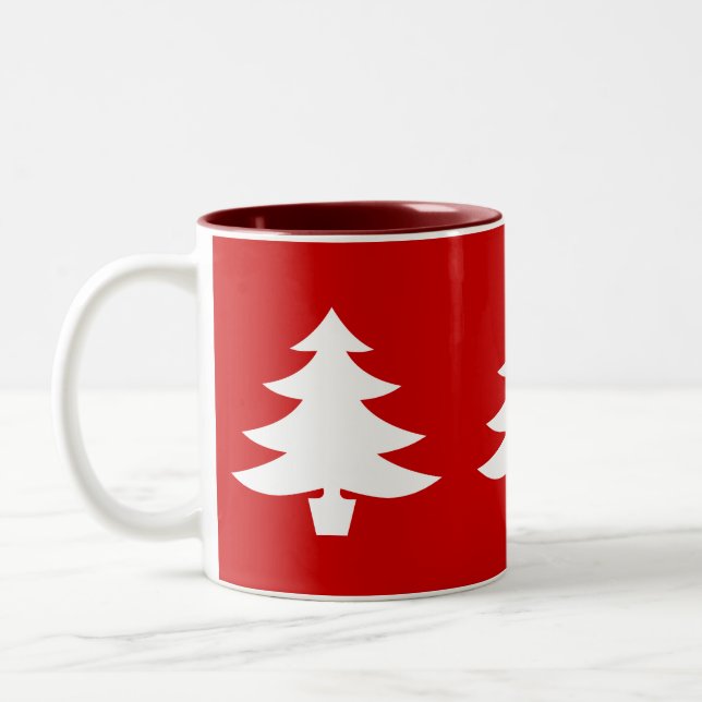three trees - red Two-Tone coffee mug (Left)