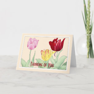 Three Tulips, Botanicals Note Card - Customize