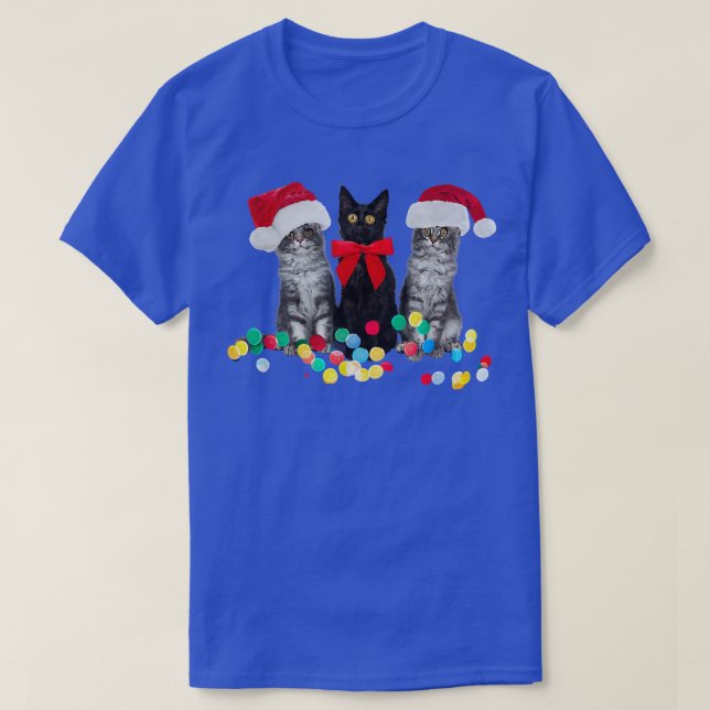 Three Ugly Christmas Cats with Awful Xmas Lights D T-Shirt (Design Front)