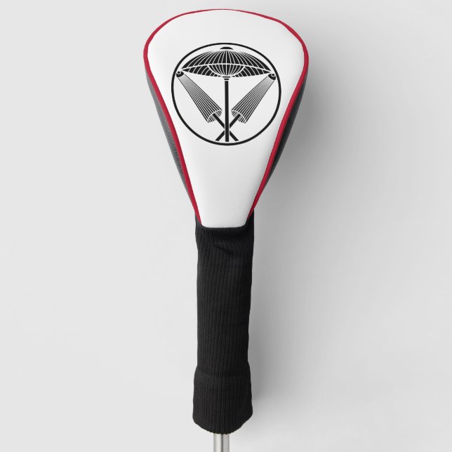 Three umbrellas in a threadlike ring golf head cover (Front)