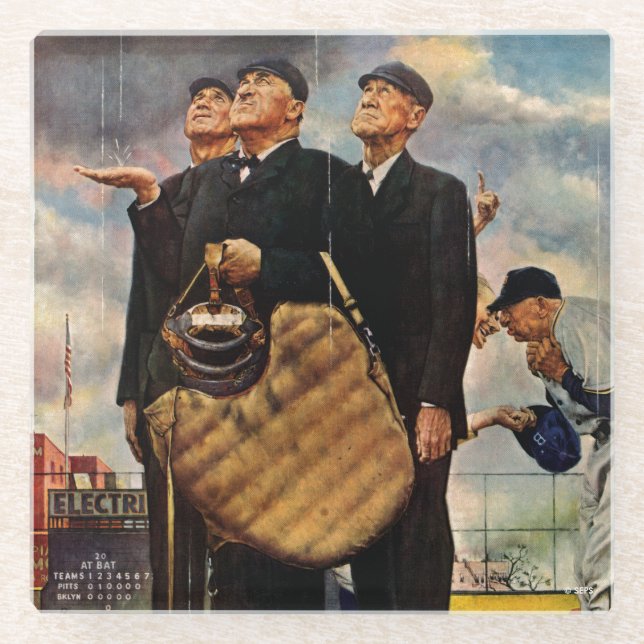 Three Umpires Glass Coaster (Front)
