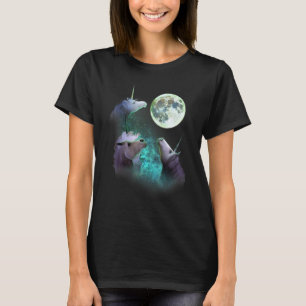 Three Unicorns Howl At Moon 3 Wolfs Wolves Funny P T-Shirt