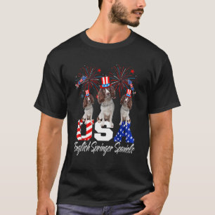 Three Usa English Springer Spaniels Dog American F T-Shirt