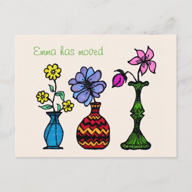 Three Vases Art Moving Woman Address Announcement (Front)
