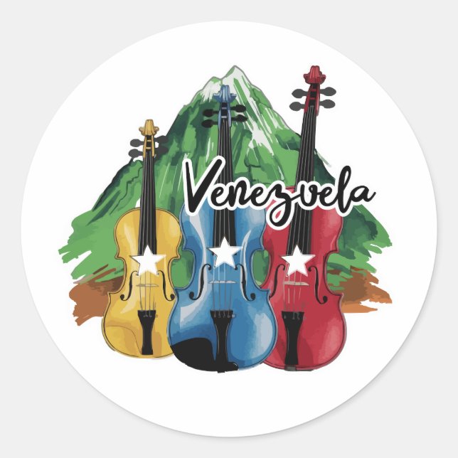 three Venezuelan violins Classic Round Sticker (Front)