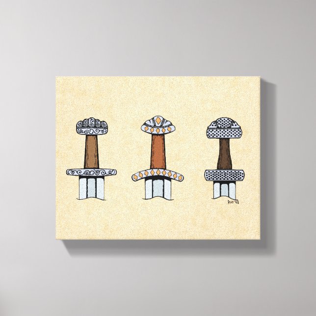 Three Viking Sword Hilts Canvas Print (Front)