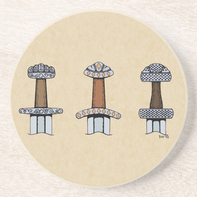 Three Viking Sword Hilts Coaster (Front)